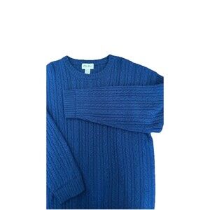 VTG Eddie Bauer Sweater Mens X-Large Navy Cable Knit Wool Grandpa Fisherman 90s